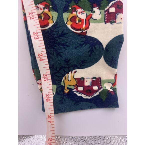 LuLaRoe Women’s Leggings Size TC Tall/Curvy XL Christmas Santa Claus Xmas Snow - Picture 5 of 8